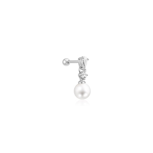 Silver Shell Pearl Dangling Barbell Single Earring | Ania Haie Australia